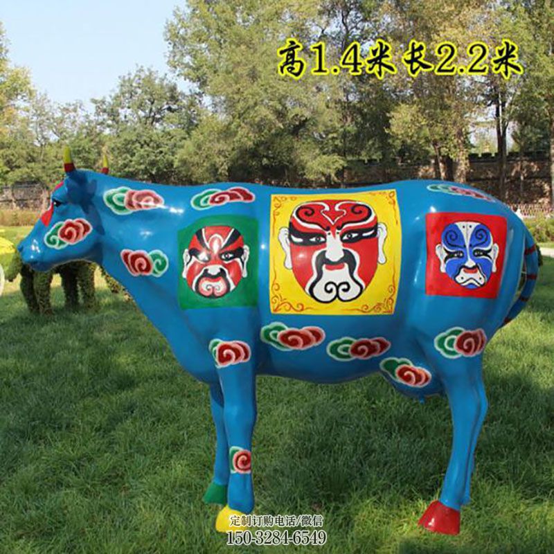 彩绘牛雕塑工艺 城市广场雕塑提供 景区玻璃钢雕塑优选
